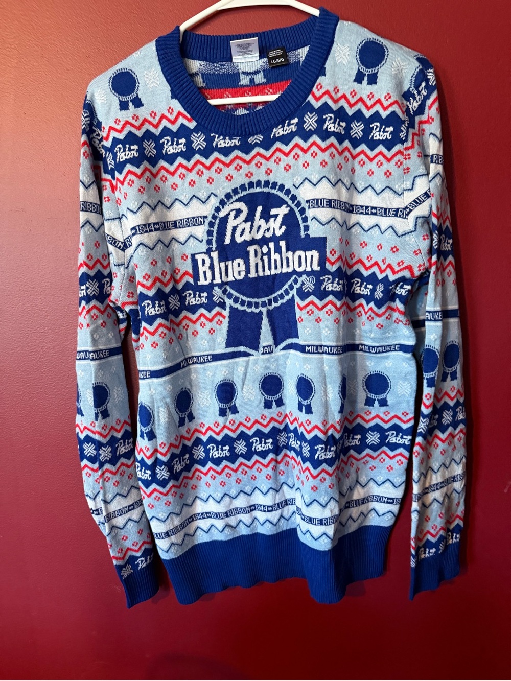 Pabst Blue Ribbon Christmas sweater